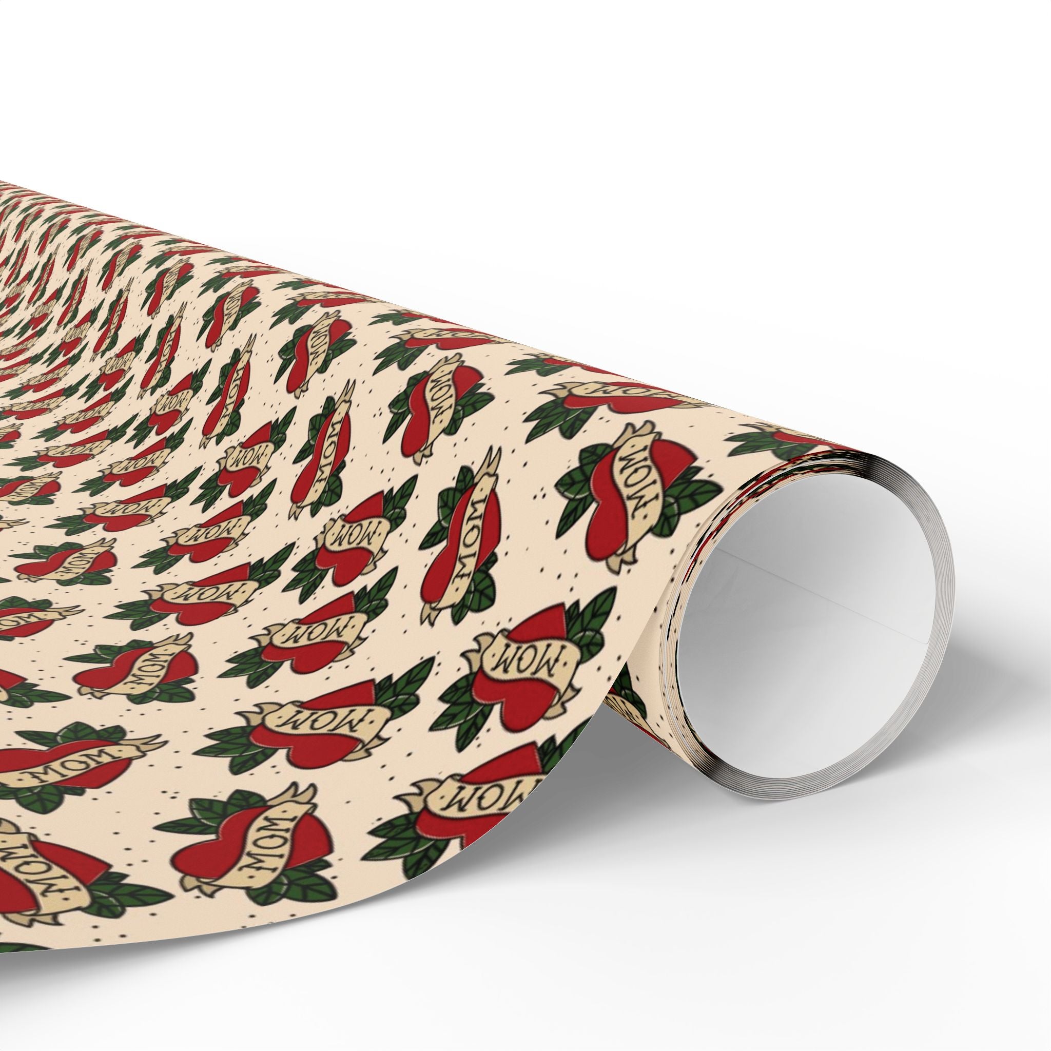 Vintage Mom Tattoo Heart and Banner Wrapping Paper, Mothers day