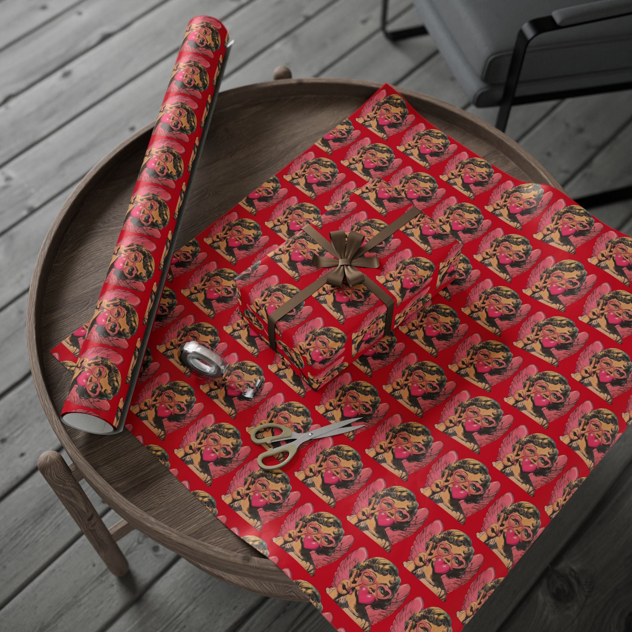 Retro Cherub Valentine Wrapping Papers | Cute Angel Gift Wrap