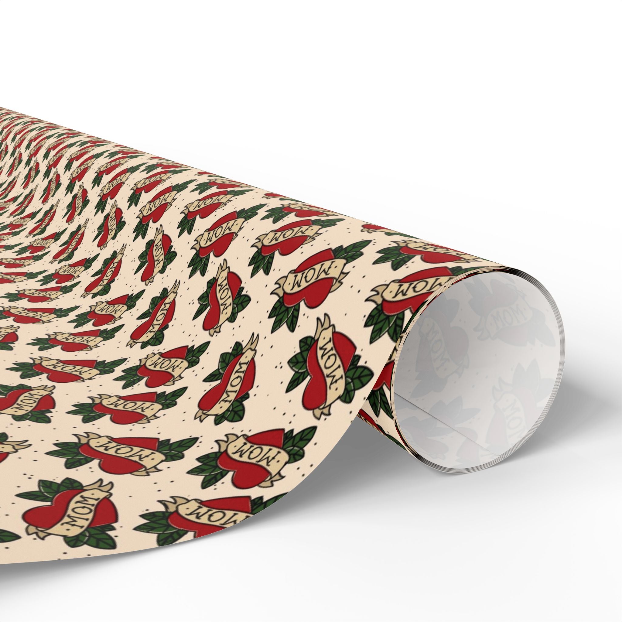 Vintage Mom Tattoo Heart and Banner Wrapping Paper, Mothers day