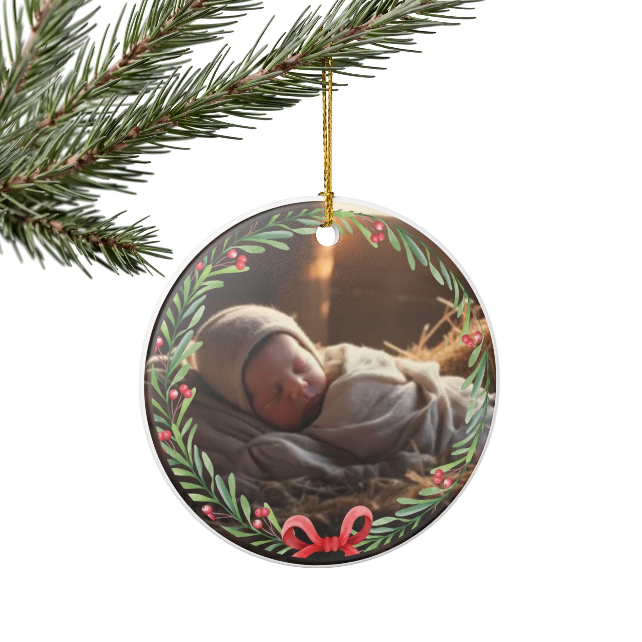 3 inch double sided Personalized Baby's First Christmas Ornament | Ceramic Decoration