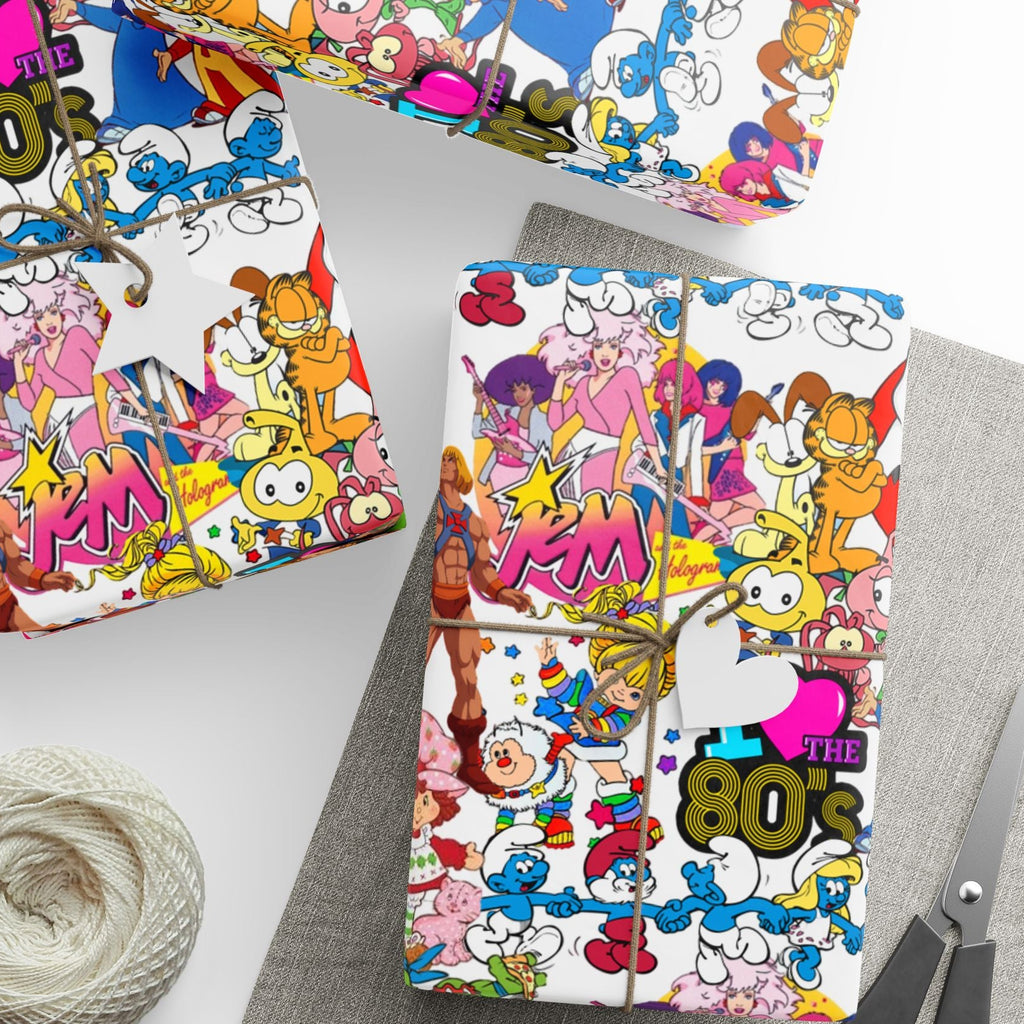 80's Wrapping Papers, Nostalgic Custom Gift Wrap, High-Quality Fine Art Paper, Matte or Glossy Finish, 3 Sizes Available