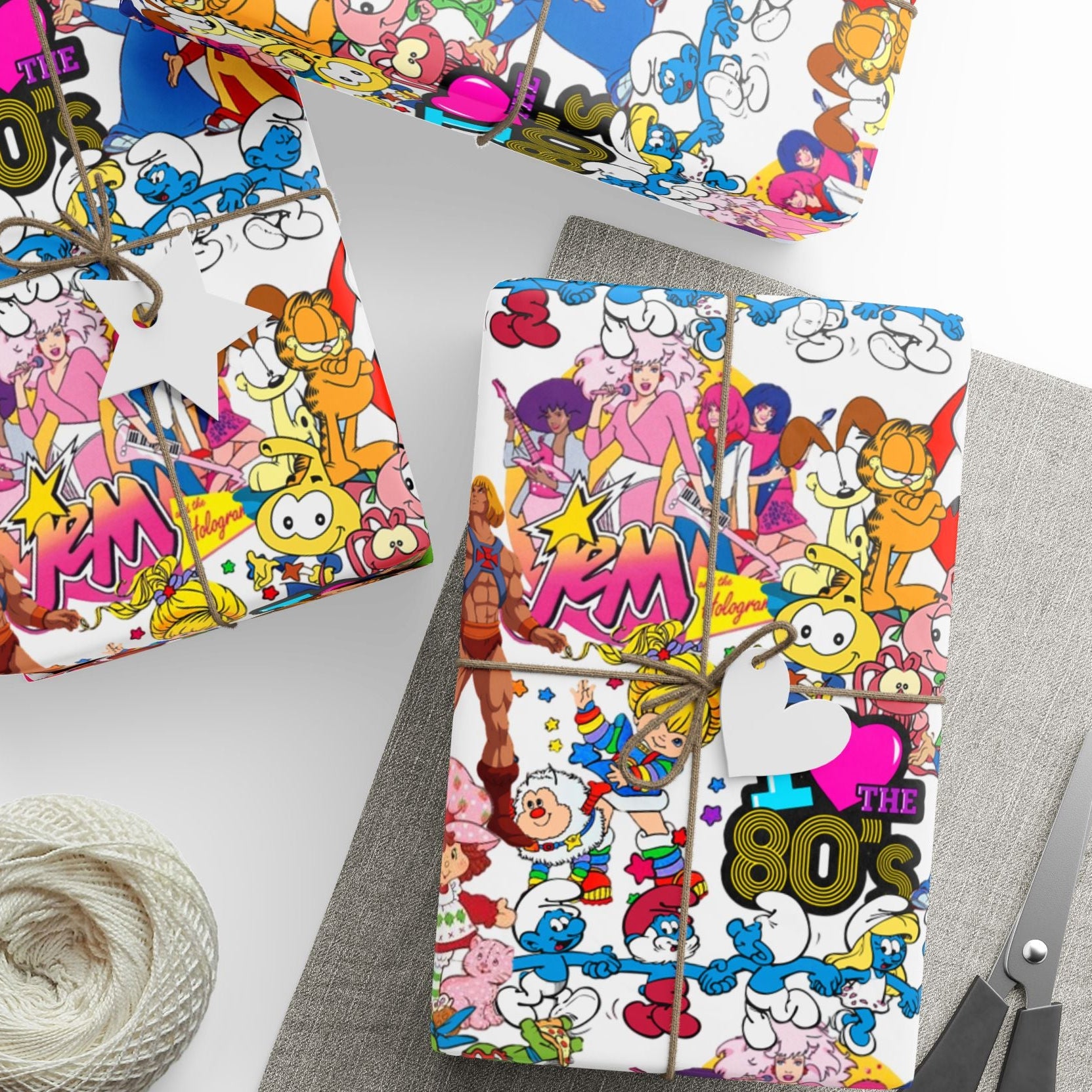 80's Wrapping Papers, Nostalgic Custom Gift Wrap, High-Quality Fine Art Paper, Matte or Glossy Finish, 3 Sizes Available