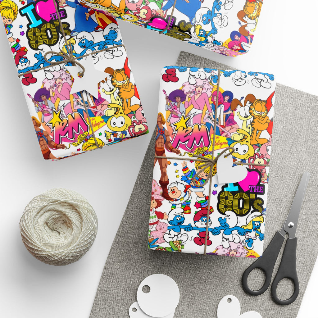 80's Wrapping Papers, Nostalgic Custom Gift Wrap, High-Quality Fine Art Paper, Matte or Glossy Finish, 3 Sizes Available