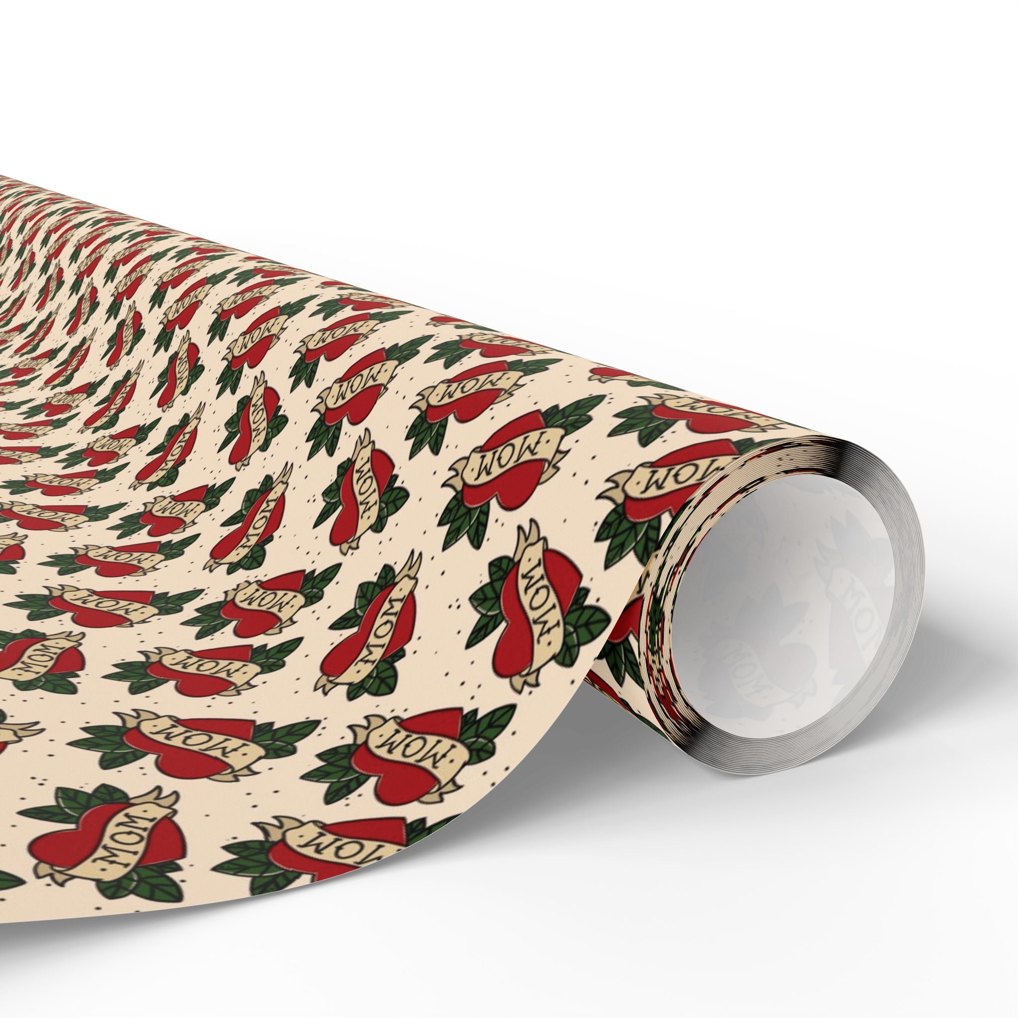 Vintage Mom Tattoo Heart and Banner Wrapping Paper, Mothers day