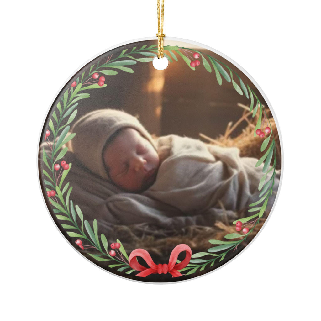 3 inch double sided Personalized Baby's First Christmas Ornament | Ceramic Decoration